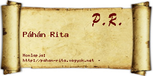 Páhán Rita névjegykártya